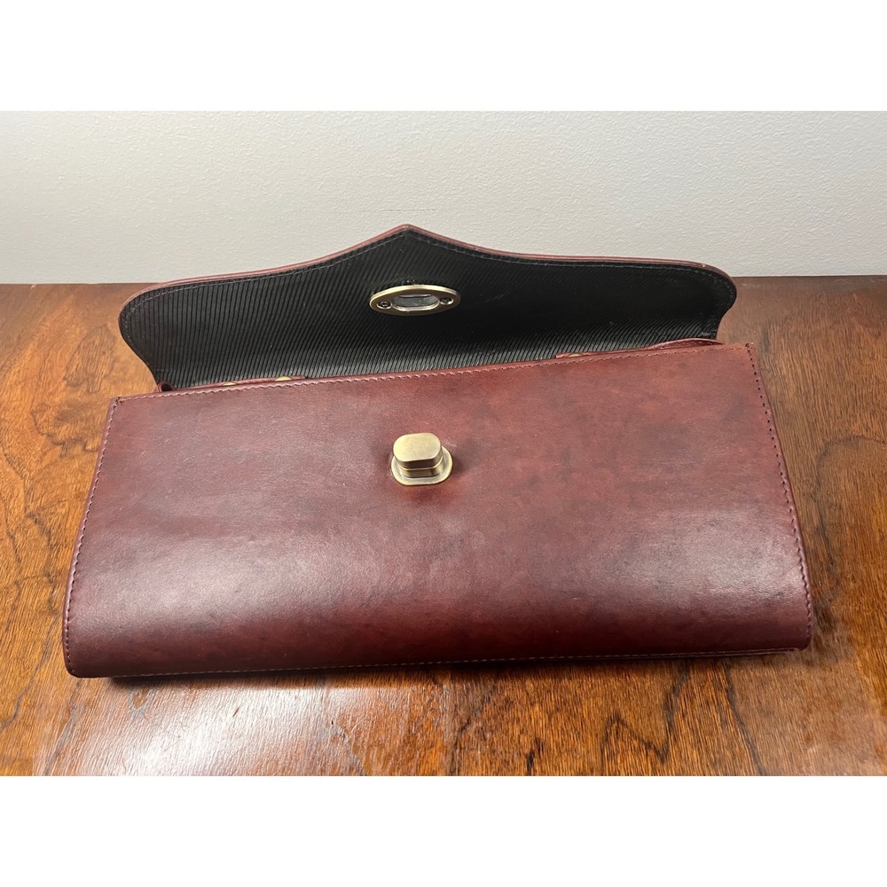 Wilson's Leather Clutch Removable Strap 90's Retro Vintage Burgundy Brown Bag - Picture 5 of 10